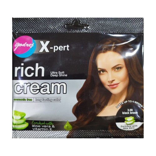 GODREJ-Sachet (X-PERT) RICH HAIR COLOR CREAM [Ammonia Free - Long Lasting Color
